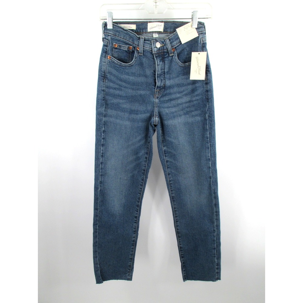 Universal Thread Womens Mid Rise 80s Slim Jeans 4R Blue Denim Button Fly NEW